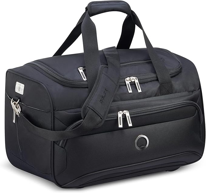 DELSEY PARIS Sky Max 2.0 Softside Expandable Luggage with Spinner Wheels 2 Piece Set, Black (24 Inch/Duffle)