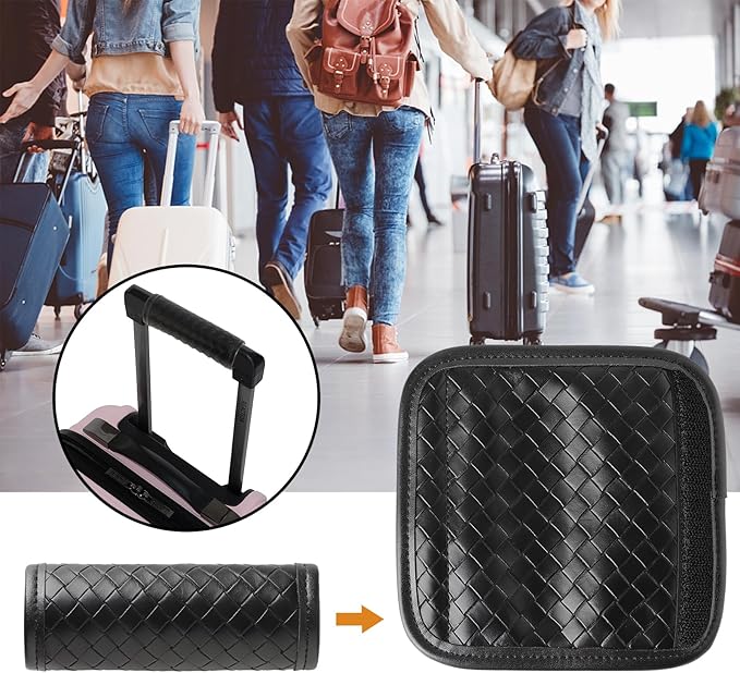 Luggage Handle Wraps -Suitcase Handle Wraps Travel Bag Handle Covers Suitcase Identifier Luggage Makers Covers(3Pcs-Black)
