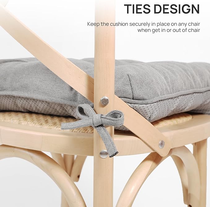Love's cabin Memory Foam Chair Cushions Set of 4, 15.5"x15.5"x3.5" Indoor & Outdoor Seat Pads for Dining, Kitchen, Office, Patio Chairs - Light Grey