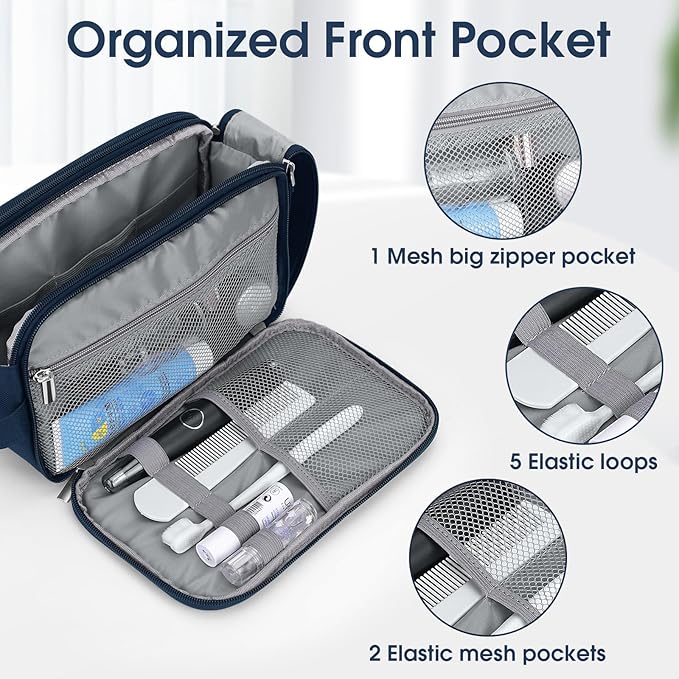 Wedama Toiletry Bag for Men, Handheld Travel Bag, Waterproof Toiletries, Thickened Polyester Dopp Kit, Toiletries Business Trips and Camping, Blue
