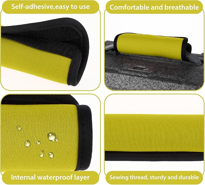 2 Pack Luggage Handle Wraps for Suitcase Bright Color Luggage Handle Covers Suitcase Tags identifiers Travel Accessories for Airplane/Flying (Yellow)