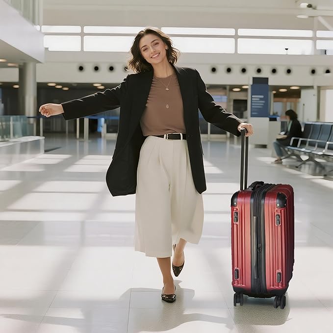 OUZZO Luggage Sets 2 Piece Expandable 20/24 Inch Suitcase with Double Spinner Wheels Lightweight ABS+PC Hardshell Travel Suitcase Sets with TSA Lock USB Port Business & Family Trips