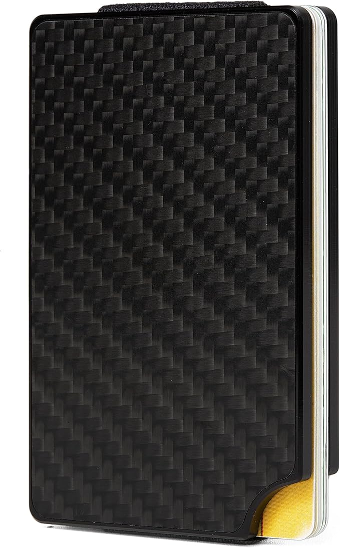 Carbon Fiber Minimalist Wallet for Men Credit Card Holder Money Clip & Cash Strap Slim RFID Mens Wallets-Carbon Fiber