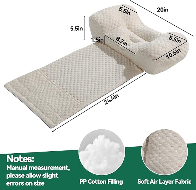 MABOZOO Neck Pillows for Recliners with Pocket,Headrest Cushion for Neck Pain Relief and Cervical Support,Recliner Head Pillow for Side Sleeping at Home, Office or Traveling (Coffee)