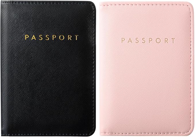 2 Pcs Passport Cover Holder for Travel Waterproof Leather Passport Wallet Case Book Travel Cruise Essentials for Women Men | 2 Pieces, Bridal, Holder, Waterproof, Holder Covers, Travel Wallet
