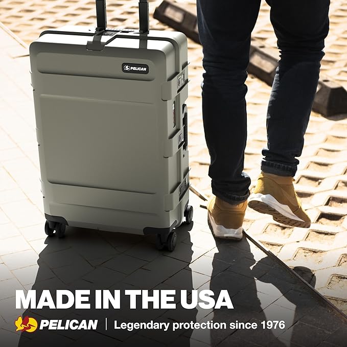 Pelican ATX Luggage Hard Case Luggage with Wheels - Waterproof Hardshell - Medium Size (25 Inch) Check-In Suitcase (Charcoal)