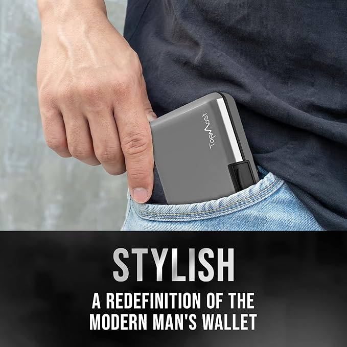 TopMost Aluminum Wallet, Card Case Wallet, Metal RFID Credit Card Holder for Men & Women, 6 Cotton Slots for 10-12 Cards And Bills, Rfd Protective