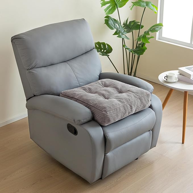 HIGOGOGO Tufted Corduroy Recliner Seat Cushion for Elderly, High Density Foam Large Square Seat Cushion for Recliner Chair, Floor Pillow, Office Chair, Car, No Pressure on Thighs, 20x20x4