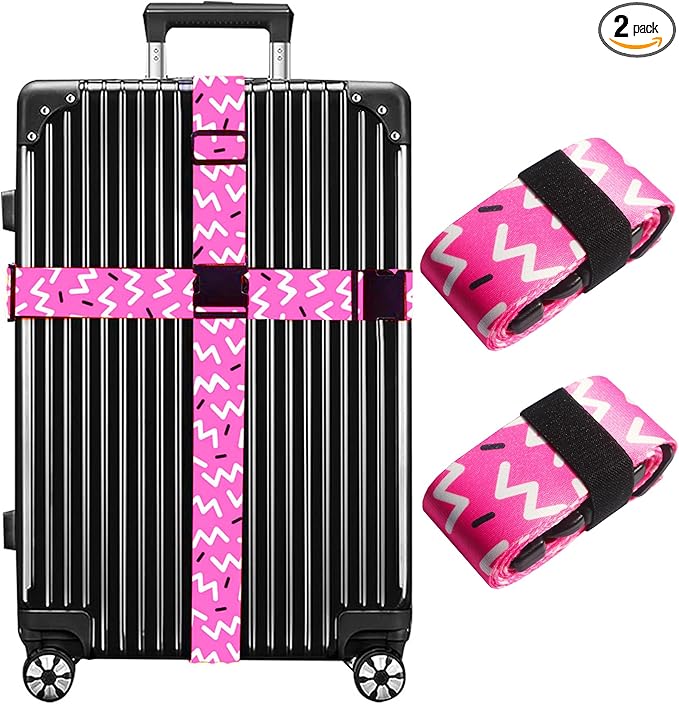 Luggage Straps for Suitcases TSA Approved Easy Pack Organized Suitcase Strap, Luggage Strap, Luggage Belt Strap, Bag Straps for Luggage. Buckle Straps Travel Accessories (Pink)