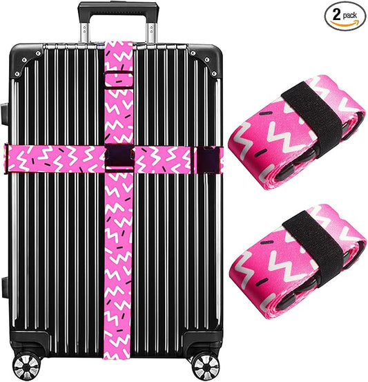 Luggage Straps for Suitcases TSA Approved Easy Pack Organized Suitcase Strap, Luggage Strap, Luggage Belt Strap, Bag Straps for Luggage. Buckle Straps Travel Accessories (Pink)