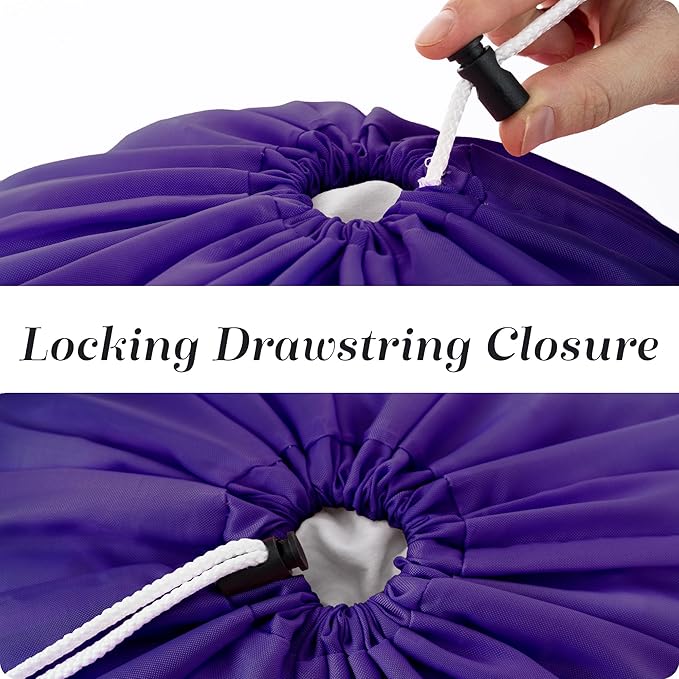 Handy Laundry Extra Large Heavy Duty Laundry Bag, 30" x 40" Nylon, Durable & Machine Washable, Locking Drawstring Closure, Fits Hamper or Basket, Travel & Dorm Room Essentials, Purple