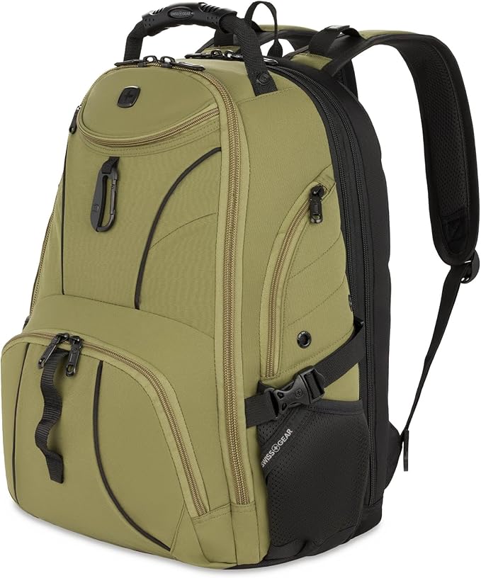 SWISSGEAR 1900 ScanSmart TSA Laptop Backpack Fits 17 Inch Laptop with RFID Protection and Tablet Pocket, Olive Branch, 19-Inch