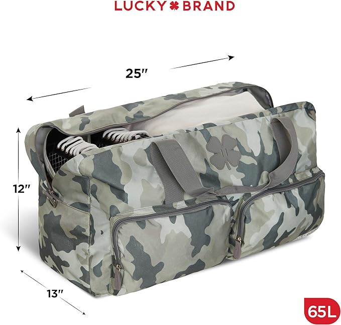 Lucky Travel Duffel Bags 65L, Gym Bag, Travel Bag & Large Duffle Bag for Men, Foldable Overnight Weekender Bags for Women & Men with Adjustable Shoulder Strap, Camo
