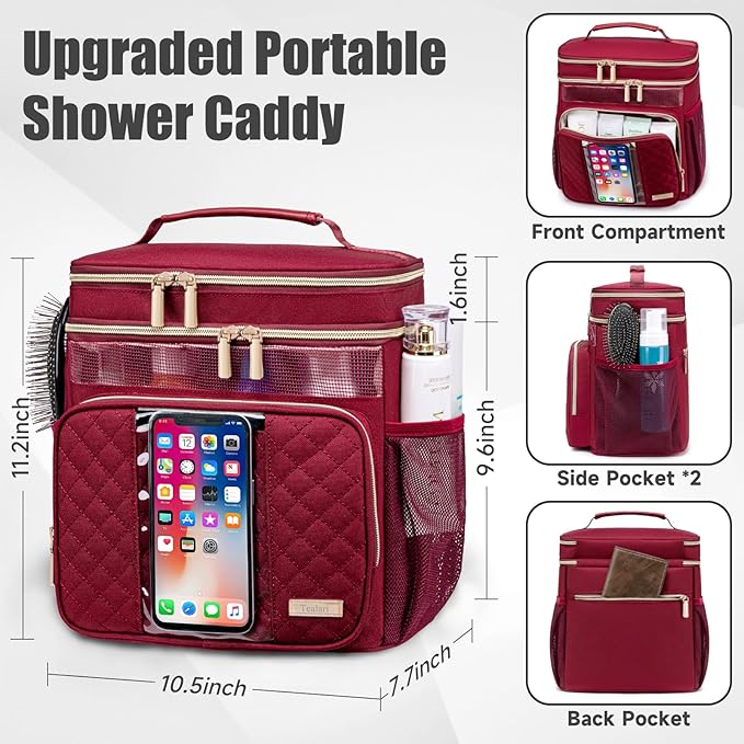 Large Toiletry Bag for Women Men,Bathroom Bag,Water Resistant Shower Bag,Makeup Bag,Portable Shower Caddy for College Dorm,Hanging Travel Toiletry Bag with Transparent Waterproof Phone Pocket