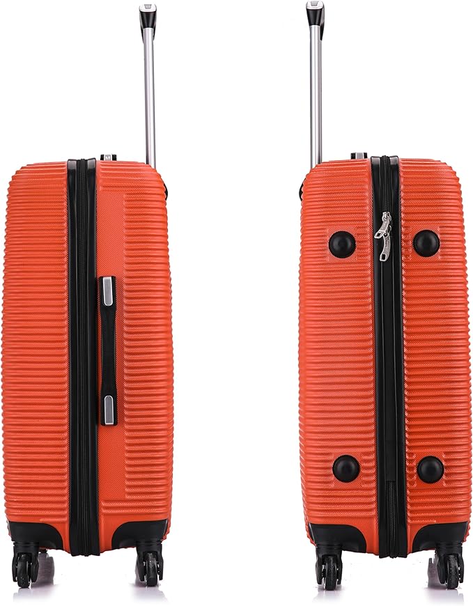 InUSA ROYAL Hardside Spinner Luggage with Ergonomic Handles | Spacious Travel Suitcase with Four Spinner Wheels and Studs | 24 Inch Medium Hardside Spinner Luggage | Orange