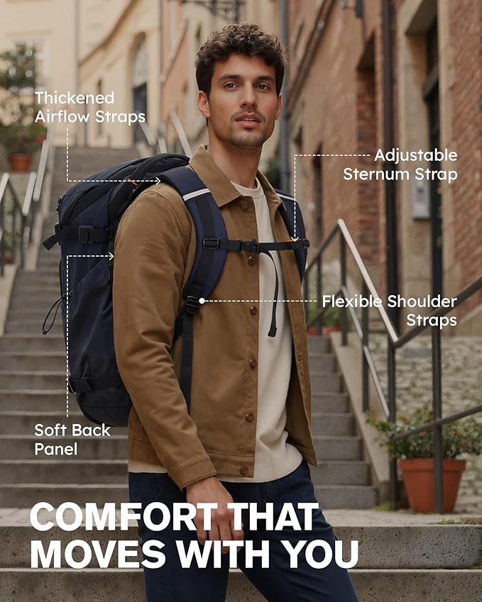 Tolaccea Travel Backpack Carry On 40L, Large Laptop Backpack with 3 Packing Cubes, Flight Approved Duffel Luggage Bag for Men Women, Water-resistant Business Rucksack Daypack, Fits 15.6" Laptop, Navy