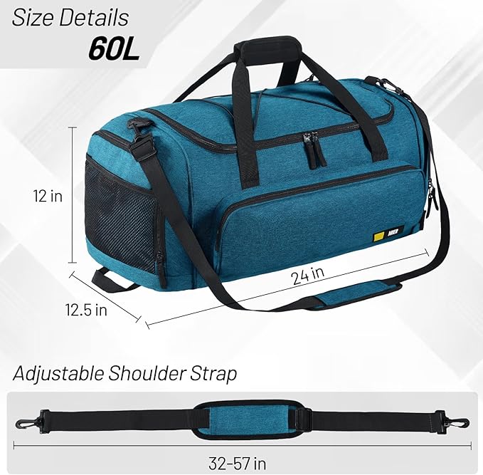 MIER Large Gym Bag for Men Sports Duffle Bag with Shoe Compartment 60L Lightweight Duffel Bags for Workout Fitness Travel