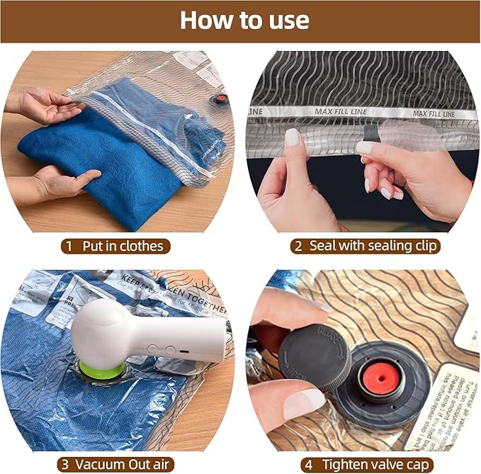 Travel Vacuum Storage Bags, 9 Pack Carry-On Size for Luggage and Suitcase, Vacuum for Bags Storage, Space Saver for Clothes & Clothing - 80% Space Saver（No pump）