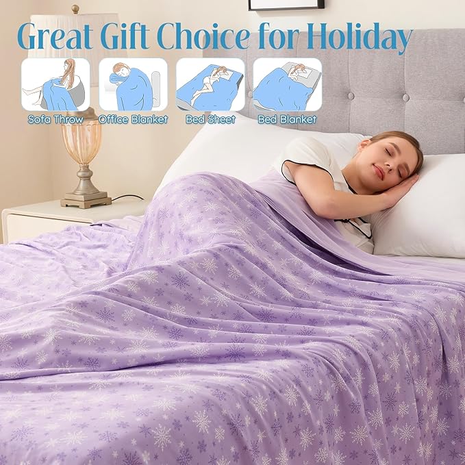 OIGAE Cooling Blanket for Hot Sleepers - Soft & Lightweight Summer Cold Blanket for Night Sweats | Perfect for Bed, Couch, Sofa (Purple, California King 96" x 102")