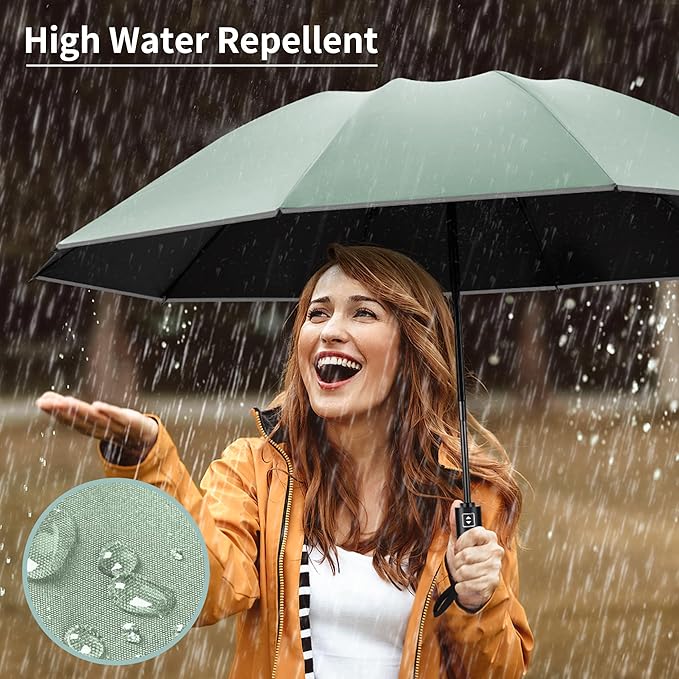 Seniny Inverted Travel Umbrella, Automatic Umbrellas for Rain, Windproof Compact Umbrella with Reflective Stripe, Folding UV Umbrella Sun Umbrella, Portable Large Umbrella for Backpack, Lightweight