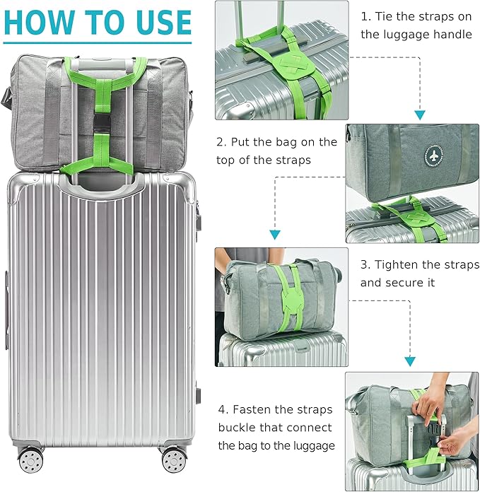 Travelkin Luggage Straps Bag Bungees for Suitcases Add a Bag, Travel Bag Bungee Belt for Luggage Carry On Bag