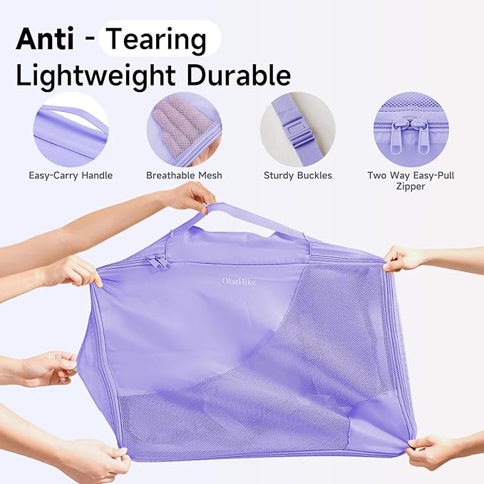 11 Set / 9 Set Packing Cubes for Travel,Gifts for Women Mom Kids,TSA Approved Bags for Makeup, Cosmetic, Toiletry, Organizers for Suitcase Carry On, Cruise Essentials Airplane Accessories,Lavender