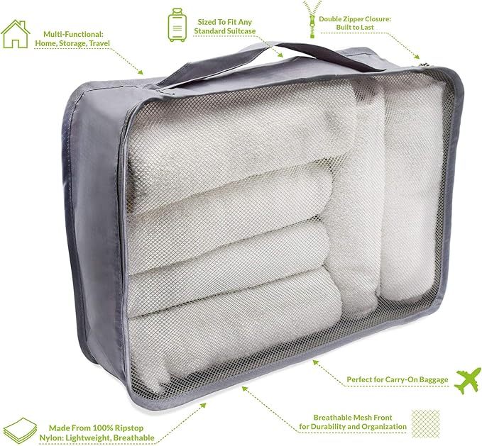 Rolling Nomad 4 Set Packing Cubes for Suitcases, Travel, Camping