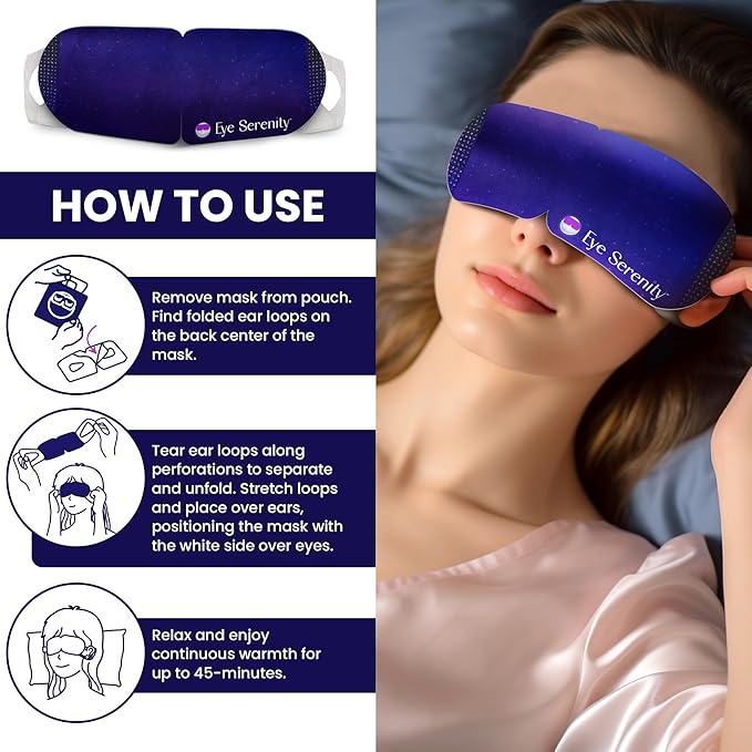 Lure Essentials Steam Eye Mask by Eye Serenity Self-Heating Warm Compress, 45-Pack, Unscented, Dry Eye Relief, Perfect for Self-Care, Ideal for Office, Travel & Nightly Relaxation, Calm Sleep