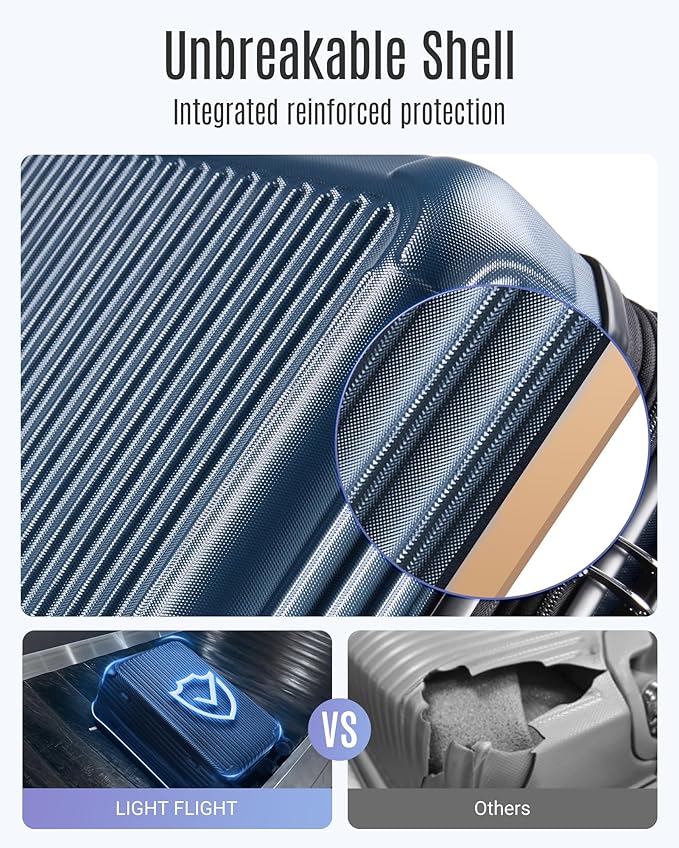 LIGHT FLIGHT Luggage Sets, Durable Hard Shell 3 Piece Set Suitcase with Spinner Wheels, Hardside Lightweight Luggage set with TSA Lock, Large Travel Luggage Set (20" 24" 28"), Royal Blue
