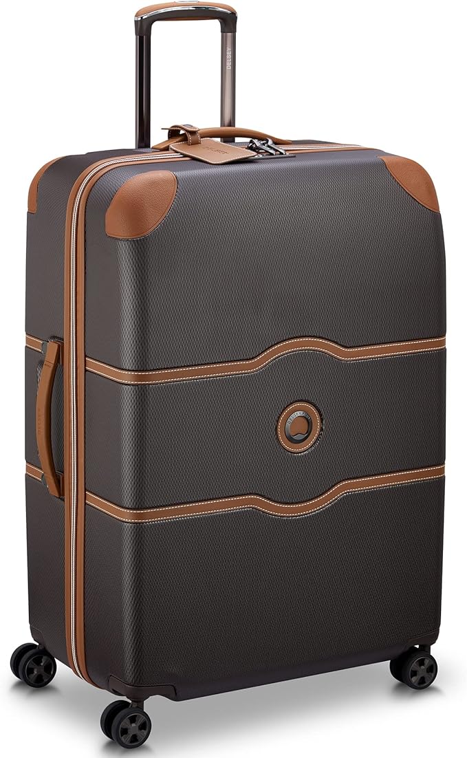 DELSEY PARIS Chatelet Air 2.0 Hardside Luggage with Spinner Wheels, Chocolate Brown, Checked-Large 28 Inch