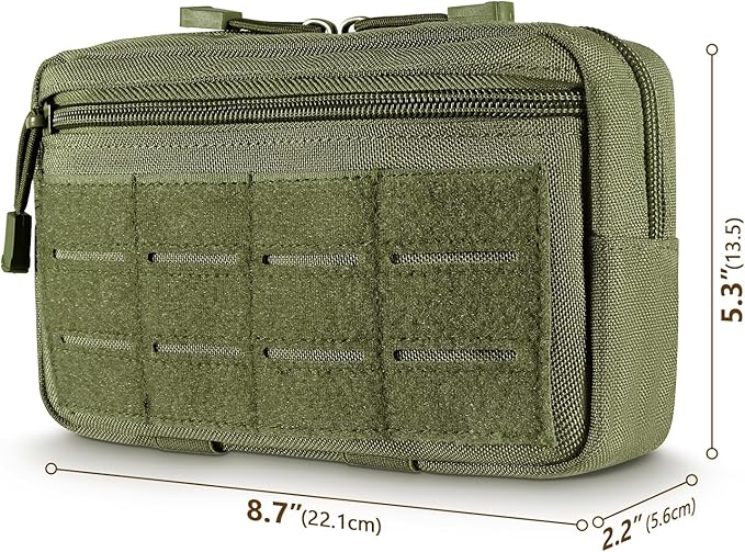 FRTKK Tactical Molle Admin Pouch Utility Laser Cut EDC Tool Pouch Bag Horizontal Modular Pouches Include US Flag Patch and Keychain