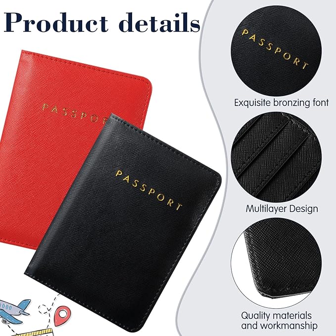 2 Pcs Passport Cover Holder for Travel Waterproof Leather Passport Wallet Case Book Travel Cruise Essentials for Women Men | 2 Pieces, Bridal, Holder, Waterproof, Holder Covers, Travel Wallet