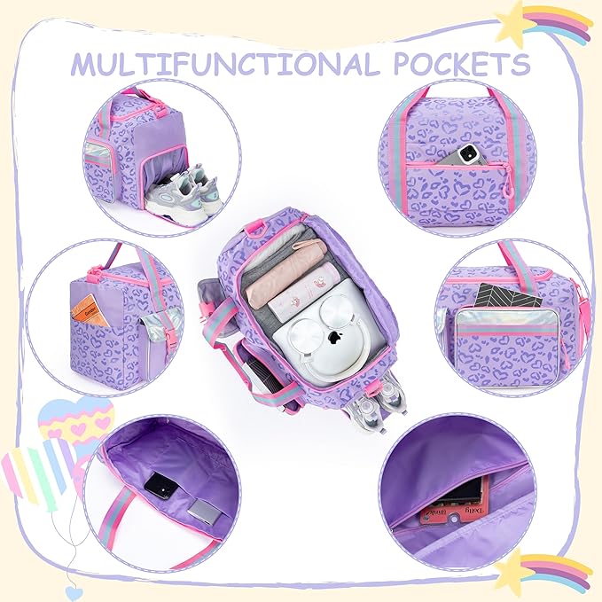 Kids Duffle Bag Girls Women Travel Bag Gifts Overnight Bag for Girls Women Tote Sleepover Bags for Girl Gym Dance Bags with Shoes Compartment