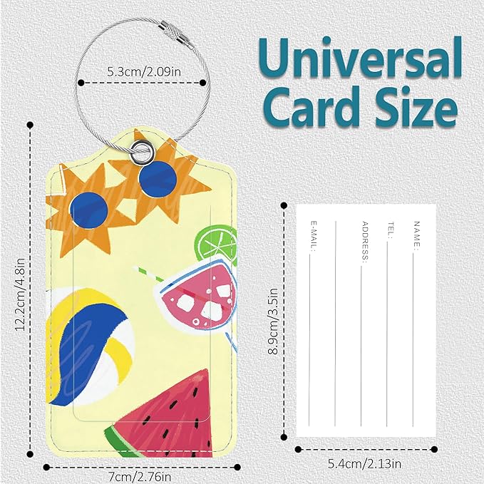 Luggage Tags for Suitcases, 2 Pack Cute PU Leather Luggage Tag TSA Approved with Stainless Steel Loop and Address Card Baggage Tag for Travel&Hotel Stays&Cruise Ships&Shipping and Mailing