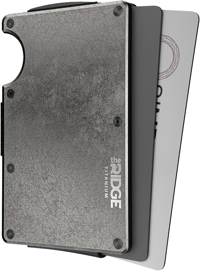 Ridge Wallet for Men - Slim Minimalist Compact Wallet and Card Holder, RFID Protected Front Pocket Wallets for Men with Integrated Cash Strap