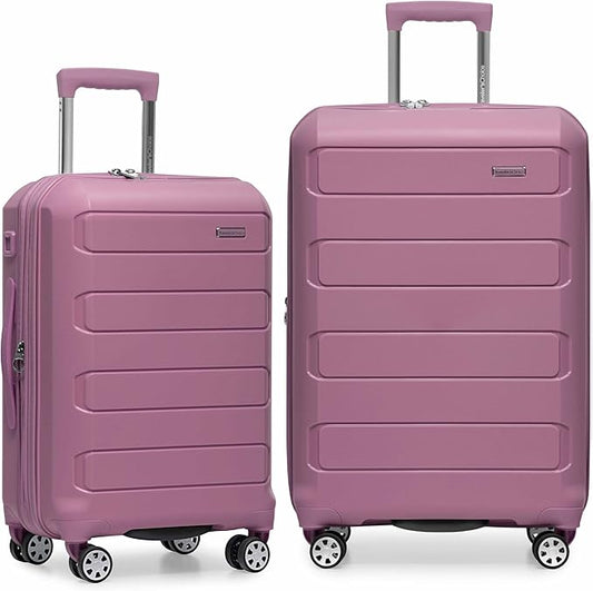 Traveler's Choice Pagosa Hardshell Expandable Luggage with Spinner Wheels, Mauve, 2-Piece Set (22/26)
