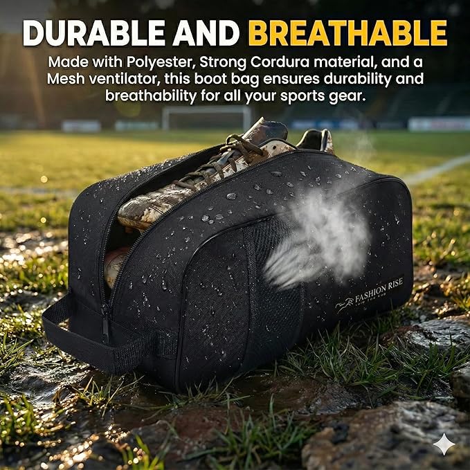 Waterproof Sports Boot/Shoe/Travel Bag for Football Cricket Rugby Golf Toiletry Gym for Boy/Girl Men/Women (Black)