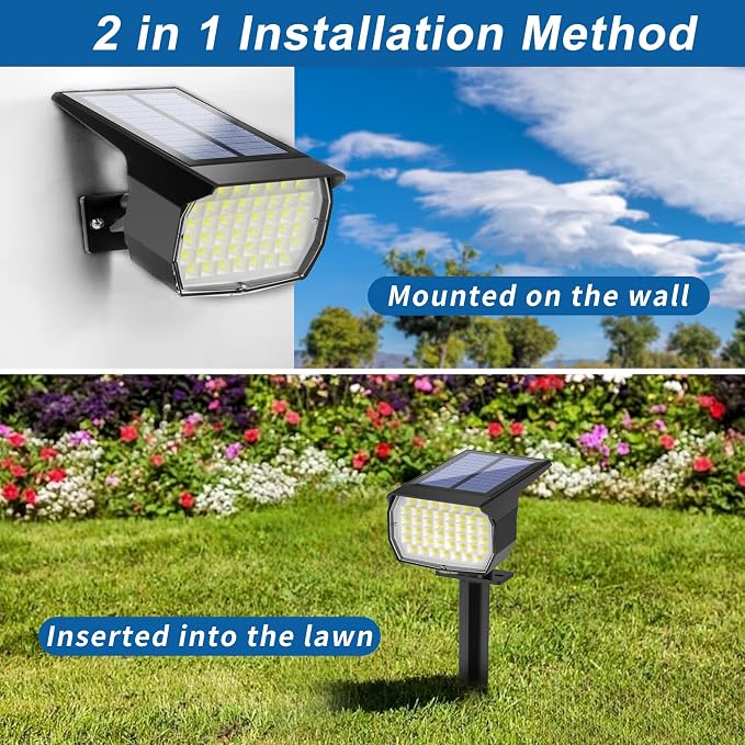WENATY Solar Spot Lights Outdoor 12 Pack Landscape Spotlights Cool White | 46LED, 3 Mode, Auto On/Off Landscape Spotlights Solar Powered Flood Lights for Outside Pathway Yard Garden House Walkway Tree