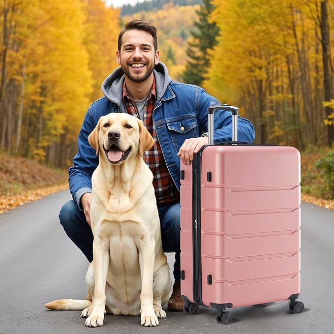 Simple Deluxe 28 Inch Hardside Carry On Luggage, Suitcase with Double Spinner Wheels & TSA Lock, Hard Shell Suitcase, Expandable Rolling Lightweight Luggage, Pink