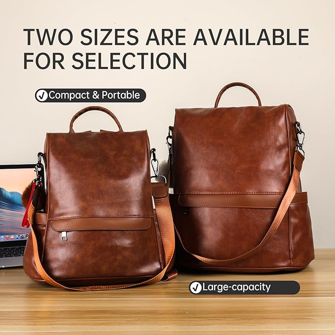 CHERUTY Women Backpack Purse PU Leather Anti-theft Casual Shoulder Bag Fashion Ladies Satchel Bags