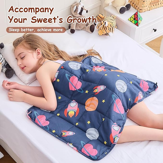yescool Weighted Lap Pad 2 Pounds Weighted Lap Blanket, Space Plane Small Weighted Blanket, Weighted Throw Blanket Gifts for Travel Indoor Outdoor, 20"x30"