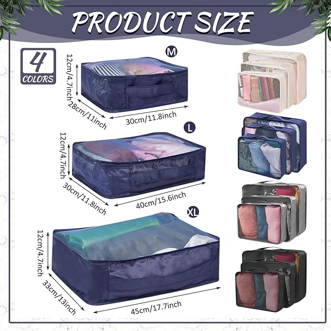 Silkfly 12 Pcs Packing Cubes for Suitcase Travel Luggage Bags Bulk Mesh Organizer Set for Hiking Camping Backpacking Clothes Accessories (Dark Colors,XL, L, M Size)