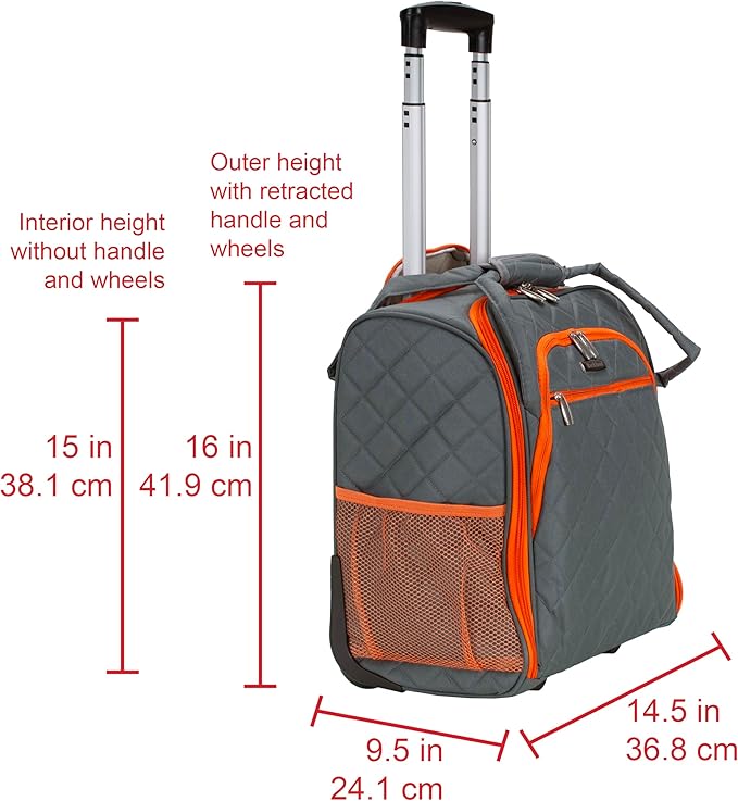 Rockland Melrose Upright Wheeled Underseater Carry-On Luggage, Charcoal
