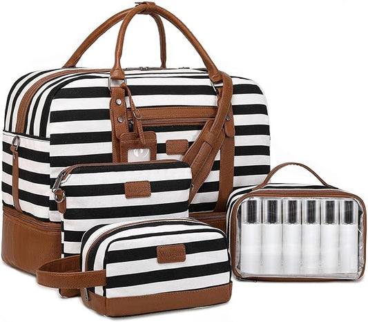 Wogarl Weekender Bags for Women Large Overnight Bag Weekend Travel Duffel Bag Carry on Shoulder with Shoe Compartment Toiletry Bag for Travel Business Gym