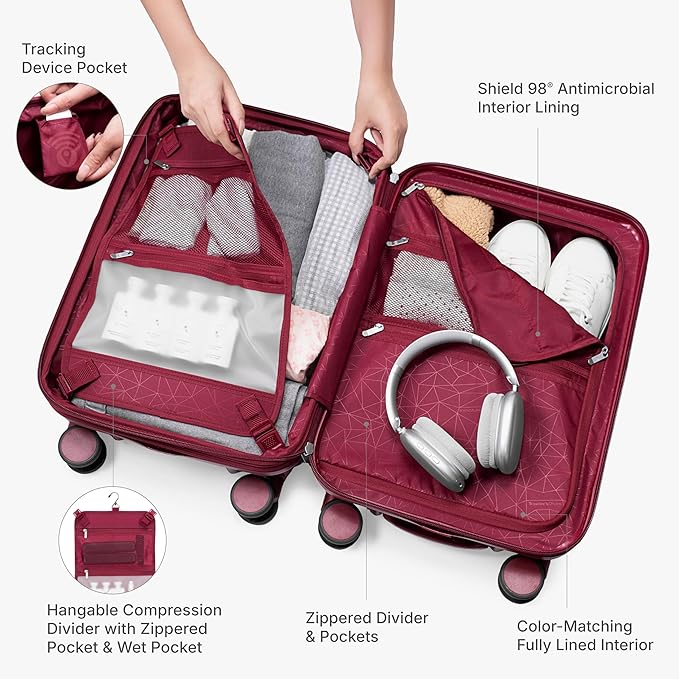 Traveler's Choice Edinburgh II Hardside Spinner Luggage, TSA Lock, Red, 29" Large