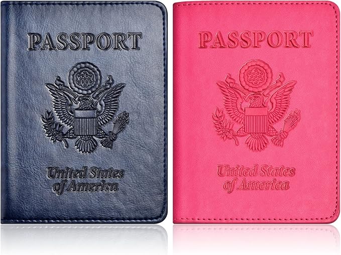 Eoehro Passport Holder for Travel Essentials-2Pack, Passport Wallet Cover Case for Travel Must Haves Accessories,Passport Book Holders for Women and Men