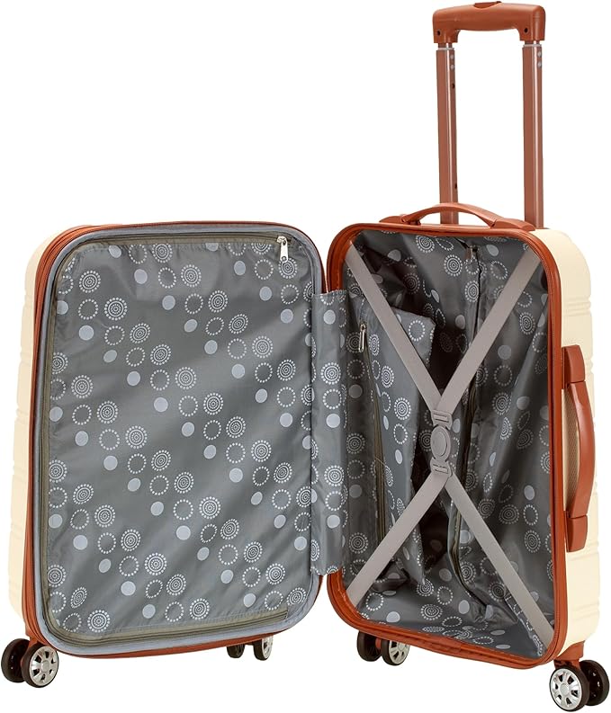 Rockland Melbourne Hardside Spinner Wheel Luggage, White, Carry-On 20-Inch
