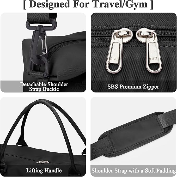 Travel Duffel Bag with Shoes Compartment, Carry on Overnight Weekender Bags for Women, For Spirit Airlines 18x14x8 Personal Item Bag