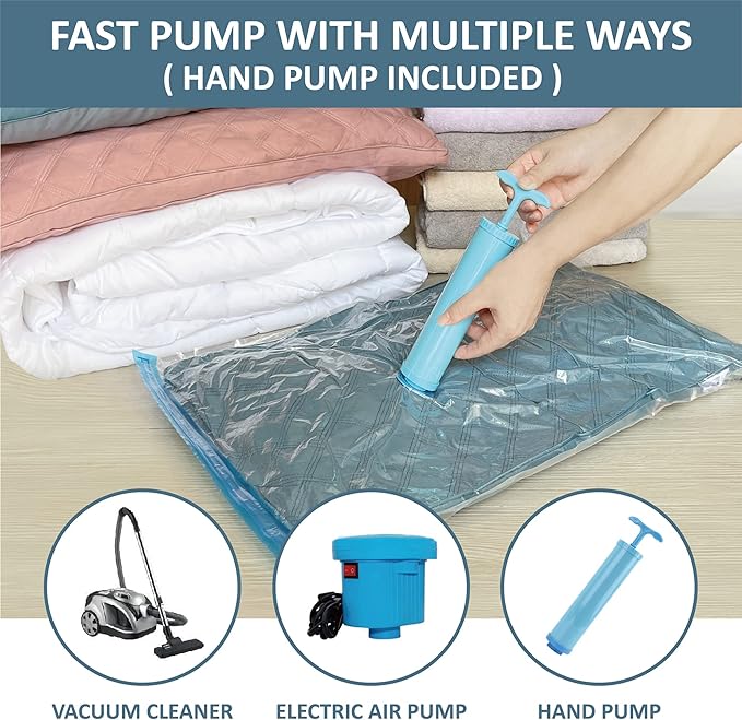 Vacuum Storage Bags, Vacuum Seal Space Saver Bags for Clothing, Travel Lugggage, Carry-on, Blankets, Comforters, Pillow, Bedding, 10 Combo