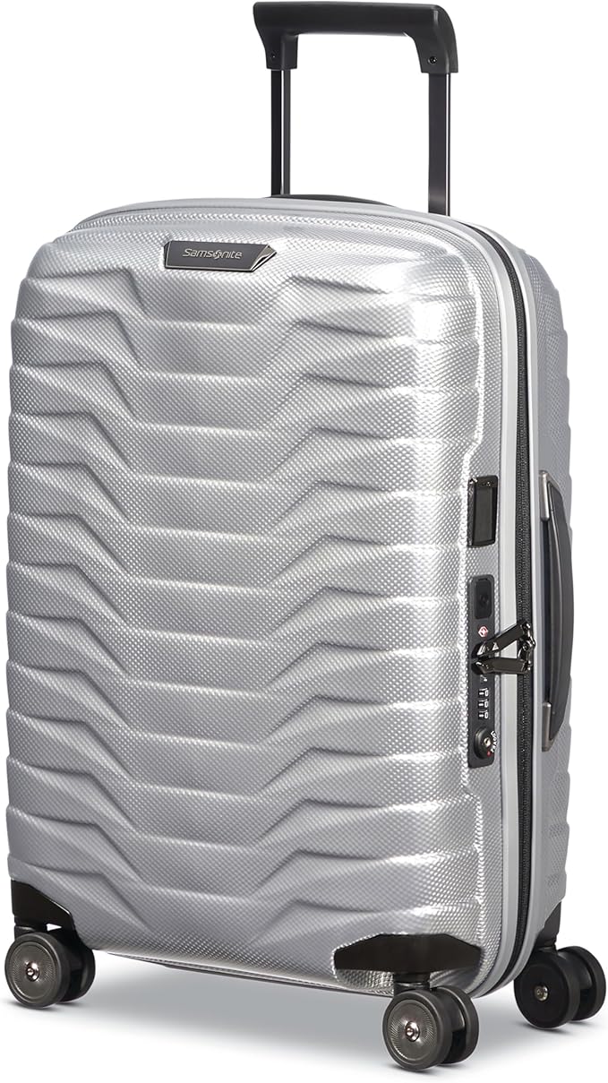 Samsonite Proxis Global Carry-On Hardside Luggage with Dual Spinner Wheels, Airline Approved - Innovative Roxkin™ Lightweight Shell With Ultimate Durability- TSA Lock, Telescopic Handle - Silver